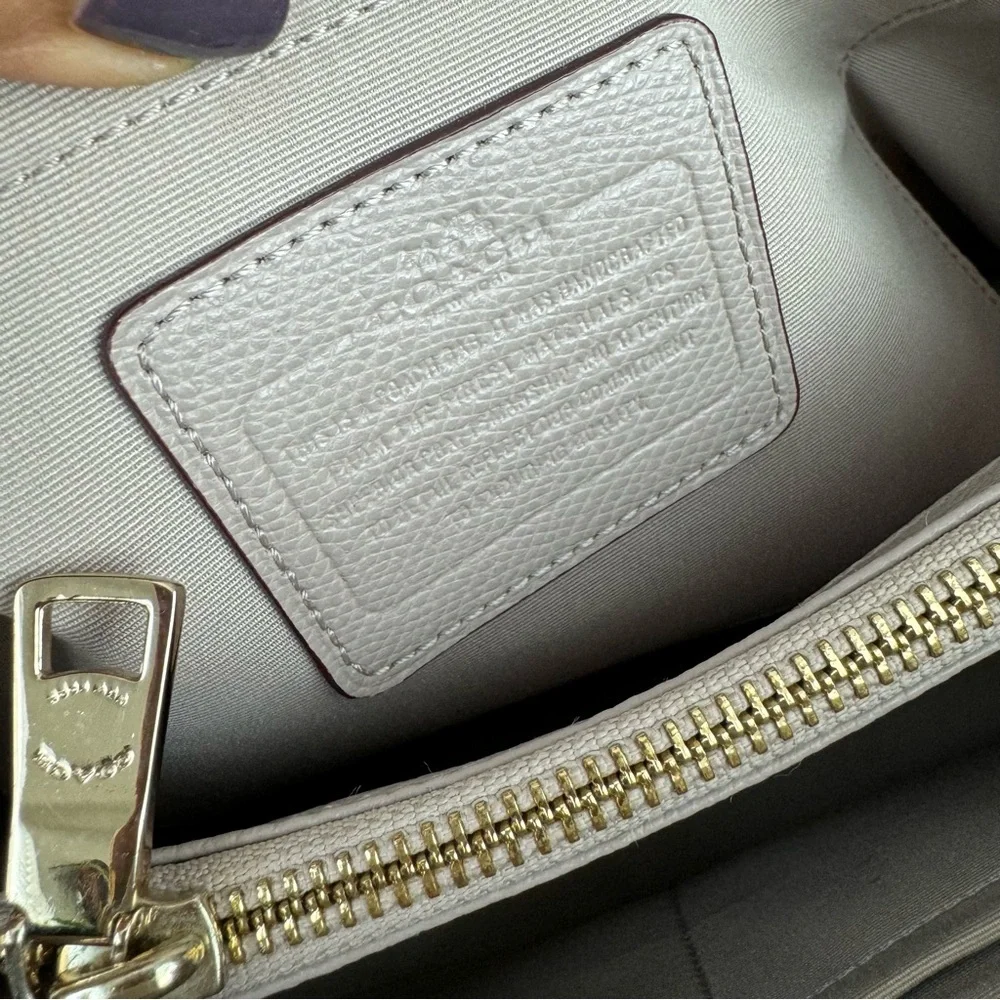 Coach Margot Small Carryall Satchel Leather Bag Beige Vanilla Color Block
